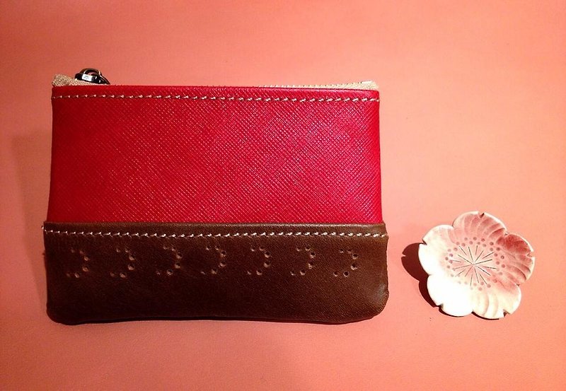 LEATHER CARVED PURSE - Coin Purses - Genuine Leather Red