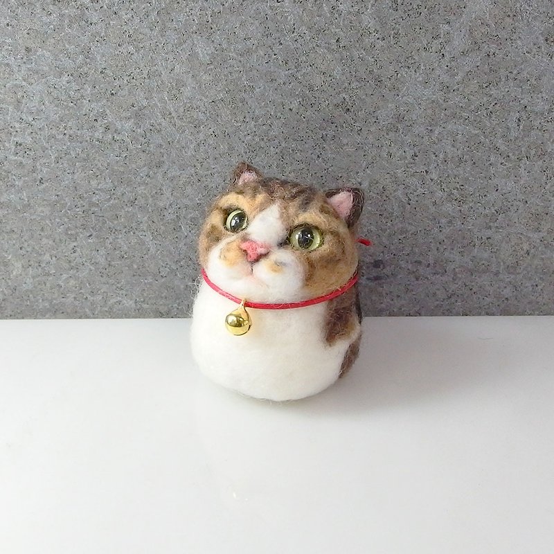 Customized Pet Wool Felt Tabby Cat Ball Series Customized Valentine's Day Christmas Gift Birthday - ตุ๊กตา - ขนแกะ สีนำ้ตาล