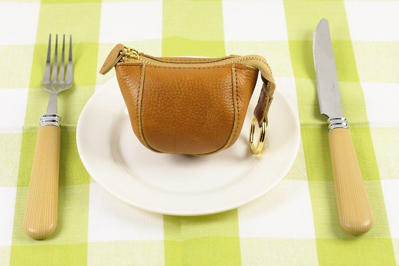 Eat eat rabbit purse / leather (coffee brown) - กระเป๋าใส่เหรียญ - หนังแท้ สีนำ้ตาล