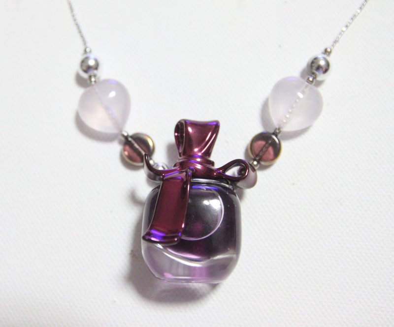 Mini Perfume necklace with Crystal - Necklaces - Other Materials Purple