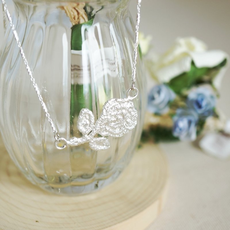 Rose Lace Short Chain - 925 Sterling Silver Models, Handmade Necklace Jewelry - สร้อยคอ - เงินแท้ สีเงิน