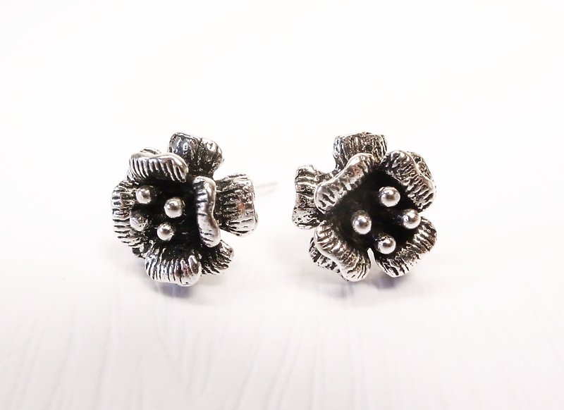 "Er Mao Silver" [Pure Silver Hibiscus Earrings] (No. 37-0013) - Earrings & Clip-ons - Other Metals 