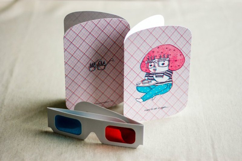 【卡片】胖胖3D生日卡片/附3D眼鏡/趣味互動 - 卡片/明信片 - 紙 多色