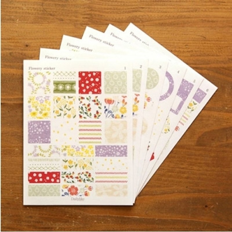 Flowery pattern sticker set (6 into), E2D57549 - สติกเกอร์ - กระดาษ หลากหลายสี