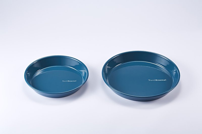 Truvii enamel plate group (Persian blue) (24cm + 20cm) - Small Plates & Saucers - Enamel Blue