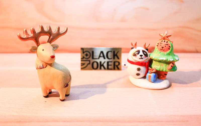 聖誕節玫瑰金特別版『Black Joker』森靈動力系列-聖誕麋鹿-玫瑰金 - 項鍊 - 紙 紅色