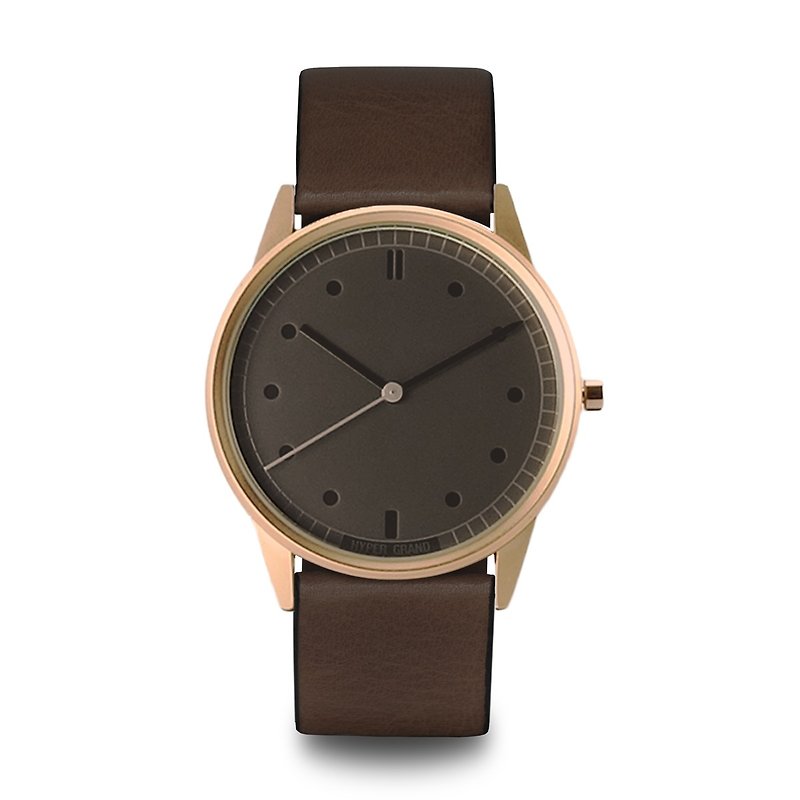 HYPERGRAND - Rose Gold Grey Brown Leather Rose Gold Dial Grey Brown Leather Watch - Women's Watches - Other Materials Black