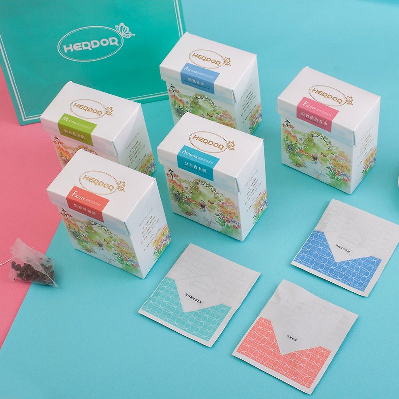 【88折】5盒特惠組合花茶 / 三角茶包 / 多種口味 - 茶葉/茶包 - 其他材質 粉紅色