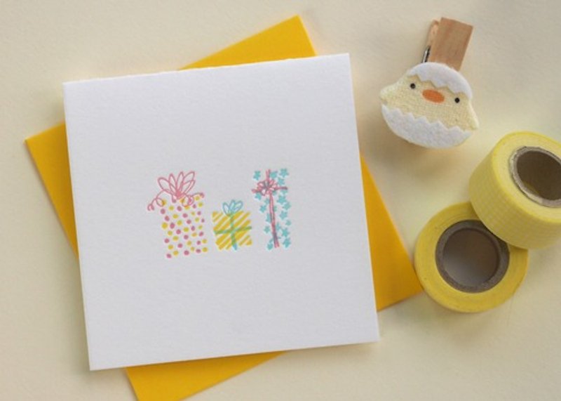 Birthday Gifts - Letterpress Mini Greeting Card - การ์ด/โปสการ์ด - กระดาษ สีเหลือง