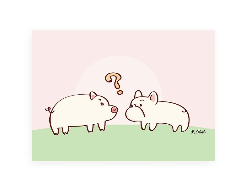 Two Little Pigs - Thick Pound Postcard - Cards & Postcards - Paper Pink