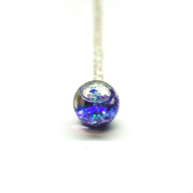 Navy blue flashing glass crystal ball necklace by Studdedheartz - Pottery & Glasswork - Glass Blue