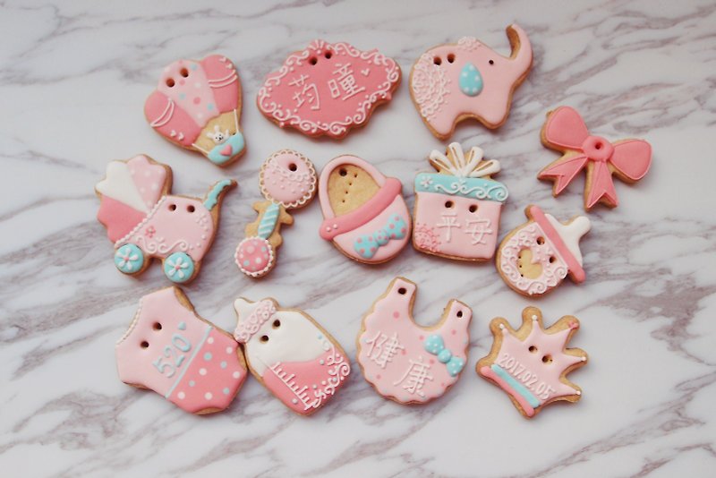 ピンクの赤ちゃん冷凍クッキー（12個は選択されていません） - クッキー・ビスケット - 食材 ピンク