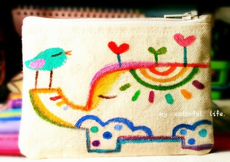 [Pure hand-painted] ticket card holder coin purse - ID & Badge Holders - Other Materials Multicolor