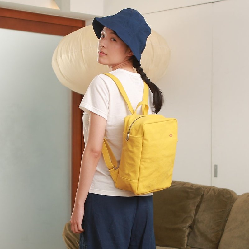 Mushrooms Mogu canvas bag / Backpack / Miss Poker (lemon yellow) - Backpacks - Other Materials Yellow