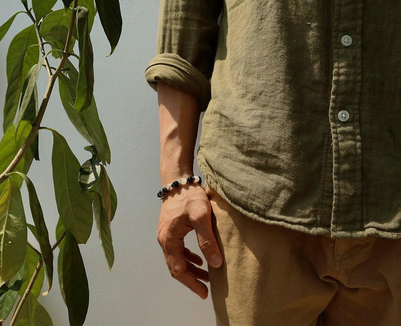 Yuandi Bright & Shadow You and Me Men's Bracelet - สร้อยข้อมือ - เครื่องเพชรพลอย สีดำ