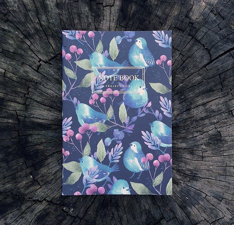 Flora and fauna series - ink blue birds - blank notebook PDA - Notebooks & Journals - Paper Blue
