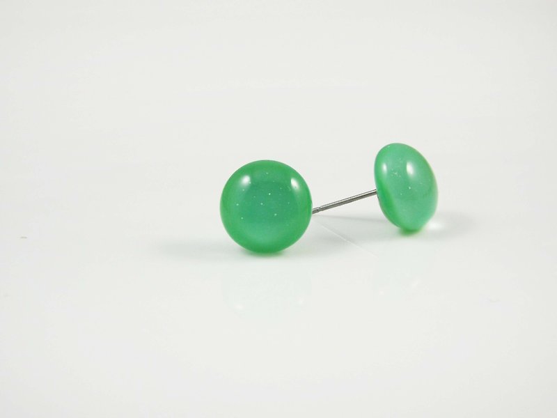 手工琉璃耳環-氣泡綠 - 耳環/耳夾 - 玻璃 綠色