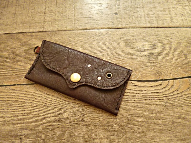 POPO│ brown │ palm travel card / key fob leather │ - ที่ห้อยกุญแจ - หนังแท้ สีดำ