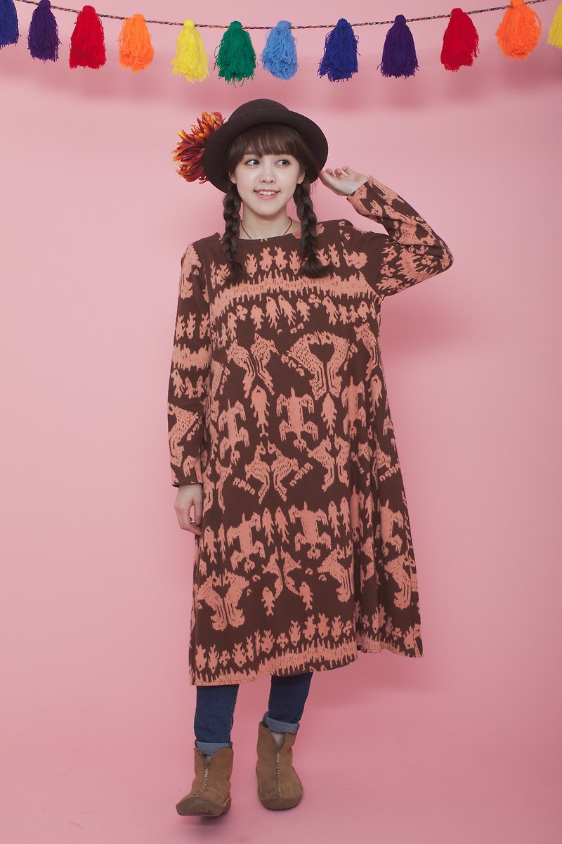 ☆ saibaba ethnique // sweet Nordic Long clothes ☆ (winter clearing of goods) - One Piece Dresses - Cotton & Hemp Pink