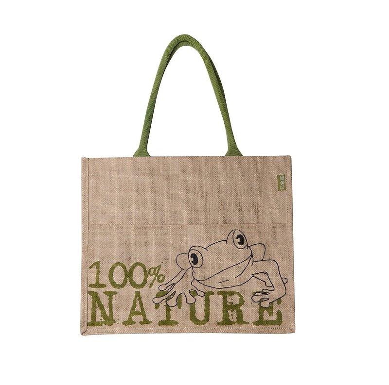 Mr. Eco Froggy Jute Bag - Messenger Bags & Sling Bags - Cotton & Hemp Green