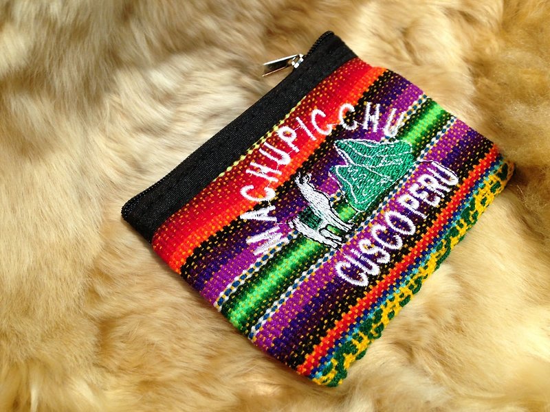 Machu Picchu alpaca and colorful woven purse / documents package - กระเป๋าใส่เหรียญ - วัสดุอื่นๆ หลากหลายสี