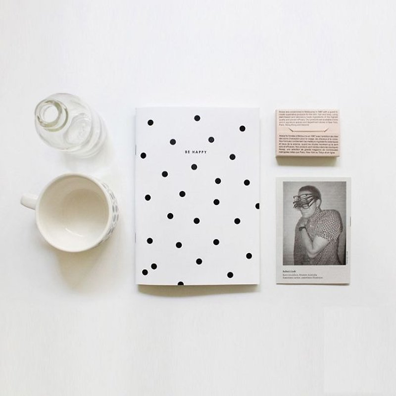 Dessin x Dear Maison-黑白雙封面橫條筆記本-Happy,DMS50202 - 筆記本/手帳 - 紙 白色
