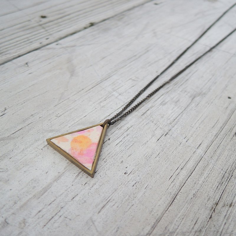 colorful spots triangle leather necklace - Necklaces - Genuine Leather Pink