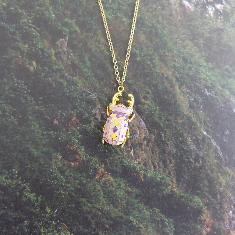 Glorikami Purple Stag Beetle Necklace - สร้อยคอ - โลหะ สีม่วง