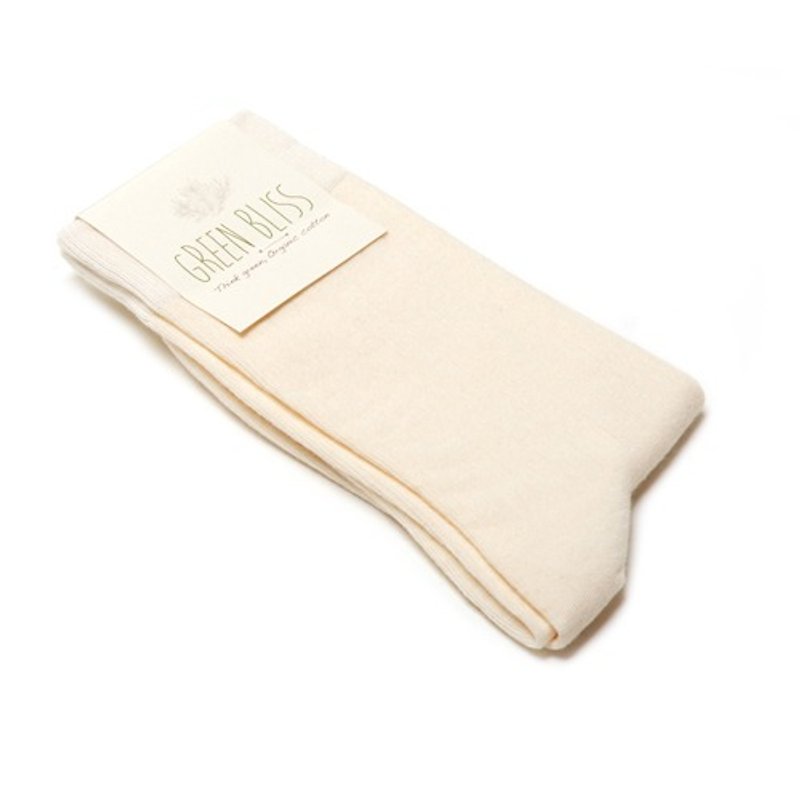 GREEN BLISS organic cotton socks - [plain embossed] Pure Nature Ivory pure white stockings (male / female) - Socks - Paper White