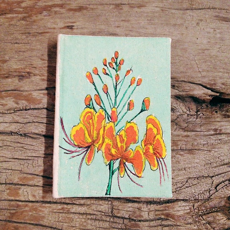 西インド手描きキャンバス 鳳凰の花 環境にやさしい手作りノート | 禁欲的な輸出 - ノート・手帳 - 紙 オレンジ
