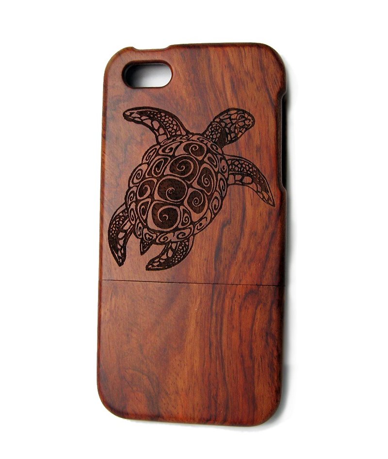 Customize wooden iPhone and Samsung case, personalized gift, turtle - Phone Cases - Wood 