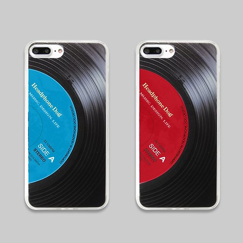 HeadphoneDog耳機狗設計 黑膠立體紋路手機殼-經典紅/藍 (iPhone11/Xs/8/7,華為,Samsung)