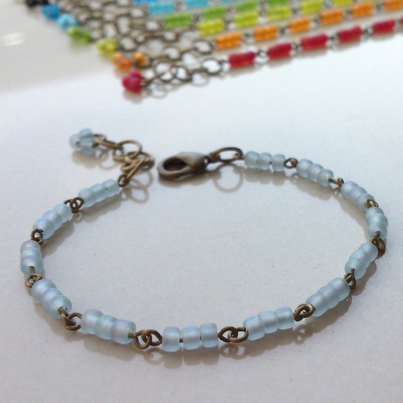 Bronze bead bracelet ~ baby blue and Japan - Bracelets - Other Materials Blue