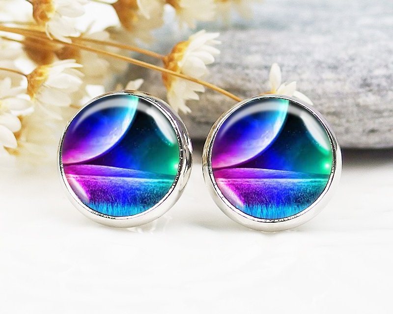 Space Planet-Clip-on earrings︱Auricle earrings︱Small face modification fashion accessories︱Birthday gifts - ต่างหู - โลหะ หลากหลายสี