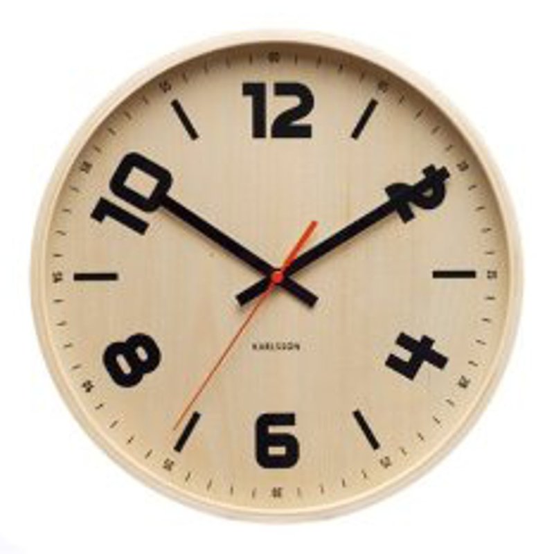 Karlsson, Wall clock Pure Wood black numbers - Clocks - Wood Brown