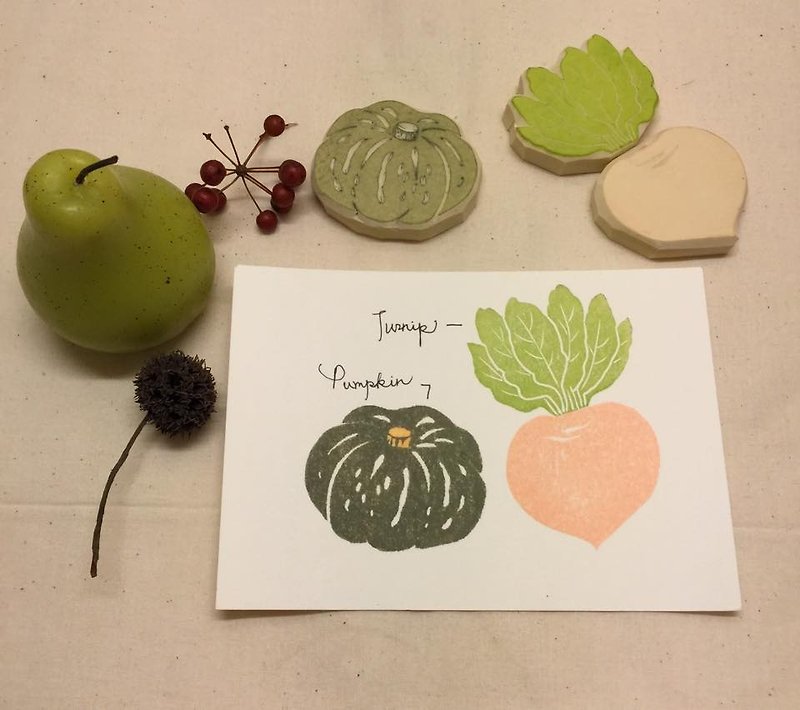 Vegetables eraser stamp*handmade*rubber stamp*handmade stamp*hand carved*post card - Cards & Postcards - Paper Green