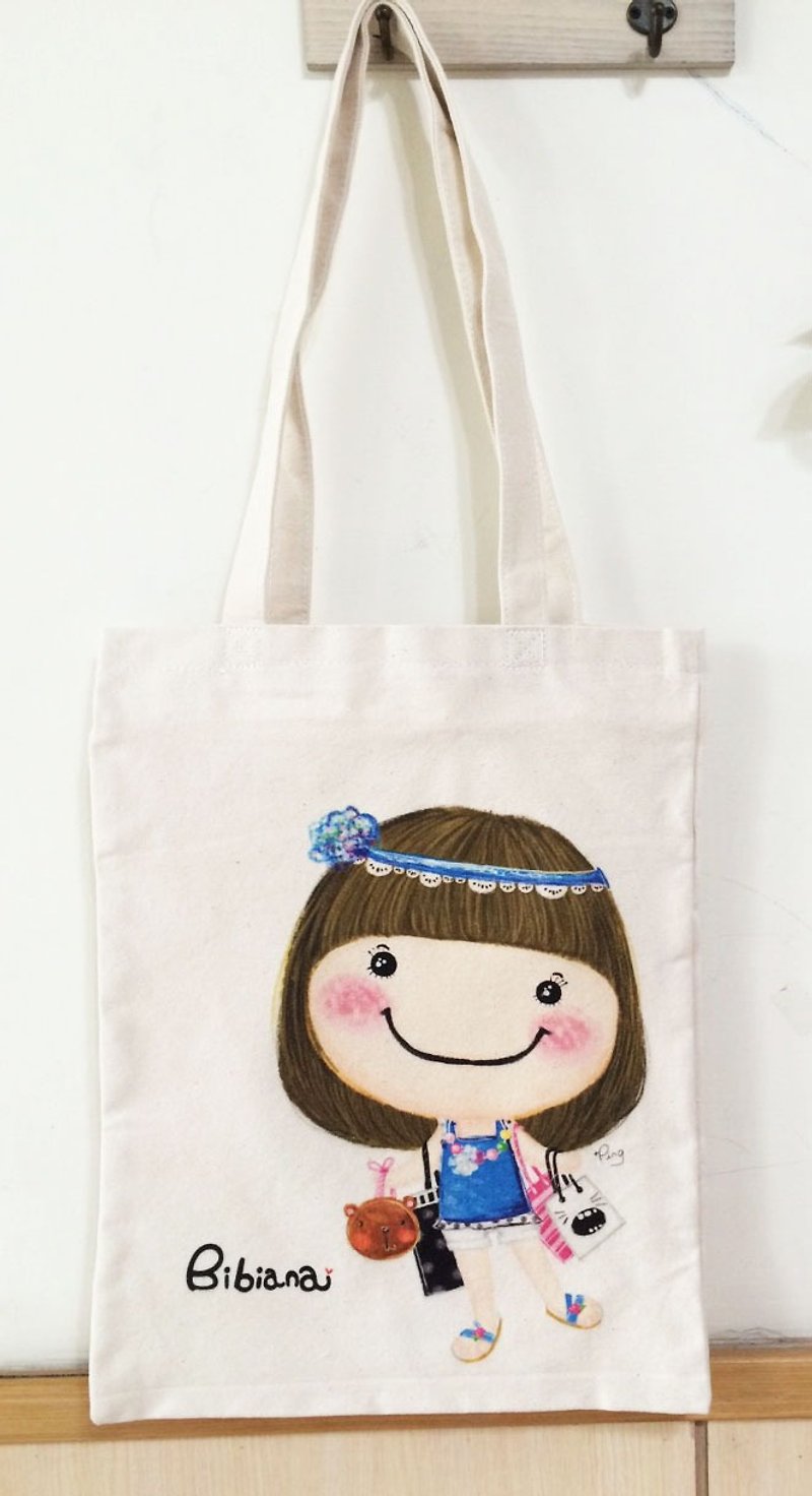 環保購物袋--- Bibiana小姐 大包小包 - 化妝包/收納袋 - 棉．麻 藍色