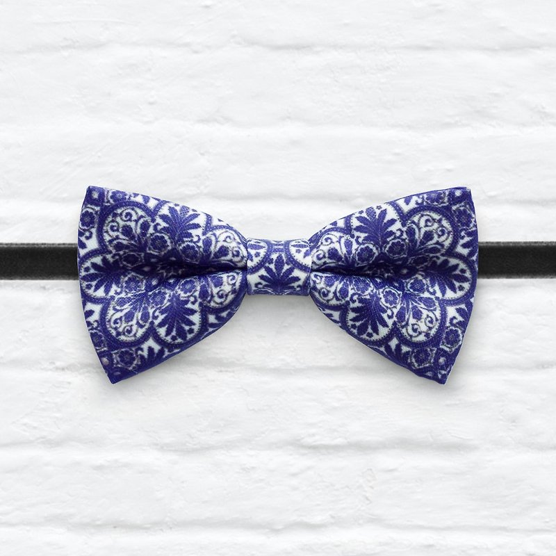 Style 0179  Marble Print Bowtie - - Chokers - Other Materials Blue