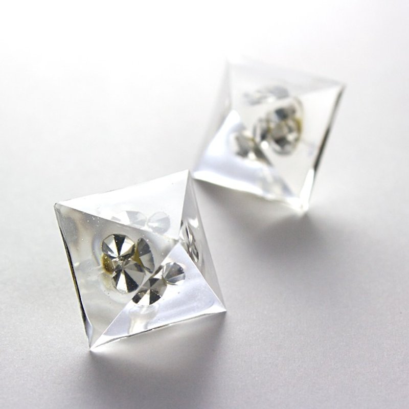 Pyramid earrings (Bijou large) - ต่างหู - วัสดุอื่นๆ สีทอง