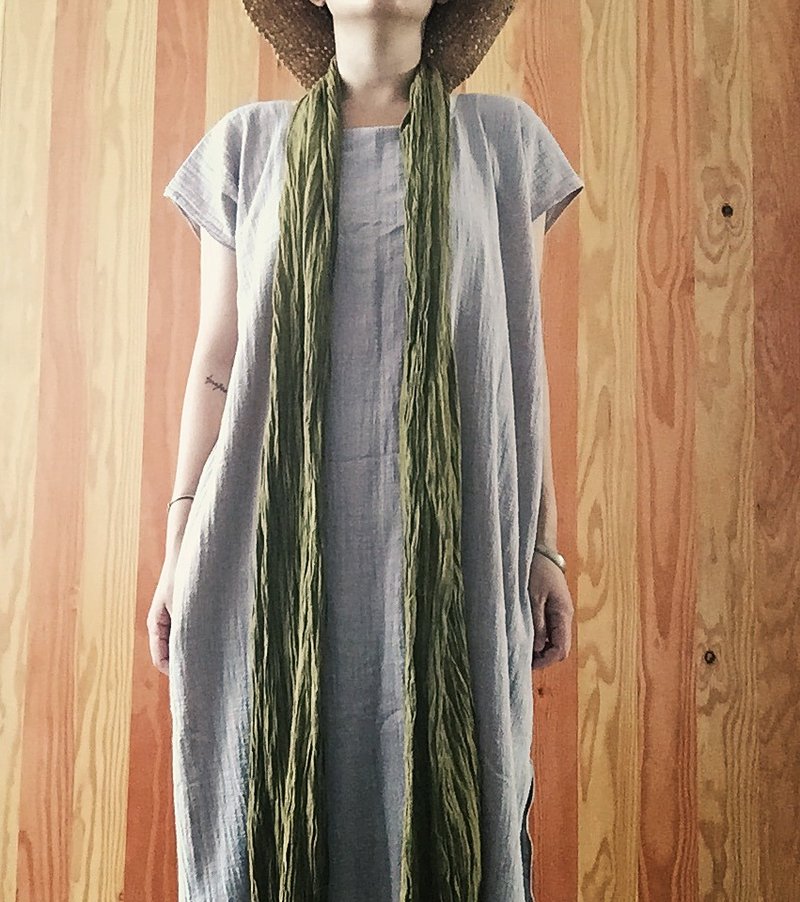 The wind light natural hand-made clothes washed cotton linen robe taro color long blouse - ชุดเดรส - วัสดุอื่นๆ สึชมพู