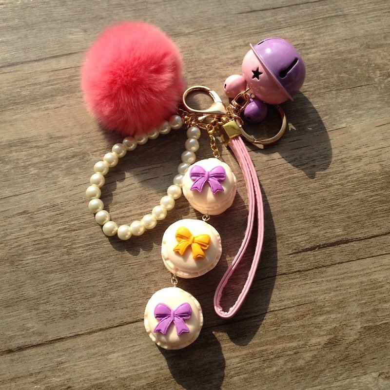 DWL hand for [sisters tea] series - Macaron Bag Strap / keychain + Strap / Mobile Strap Pendant / car ornaments - Keychains - Clay 