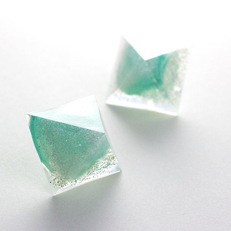Pyramid earrings (distortion) - Earrings & Clip-ons - Other Materials Green