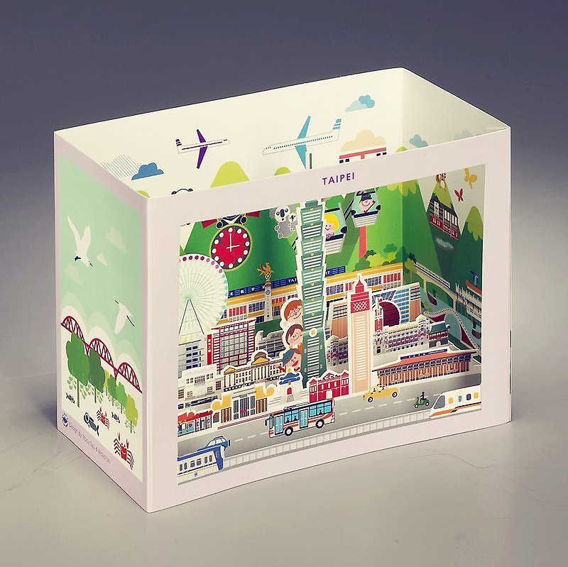 台湾旅行ポップアップポストカード - 台北市 - カード・はがき - 防水素材 パープル