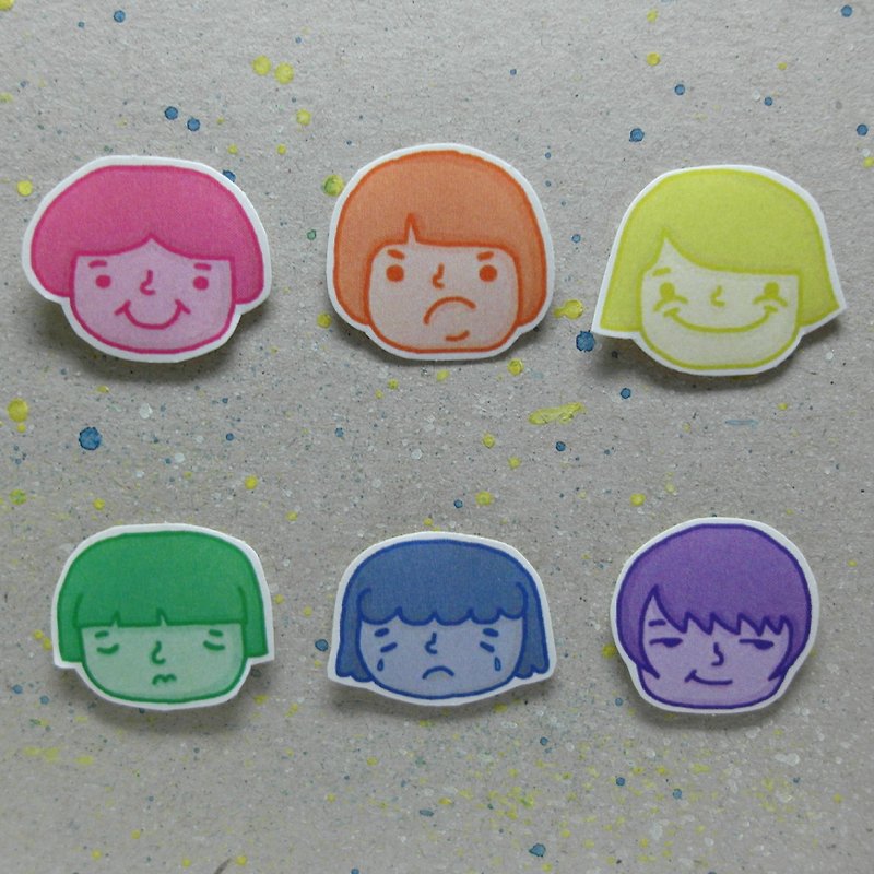 [Short hair girl face sticker series] - สติกเกอร์ - กระดาษ หลากหลายสี