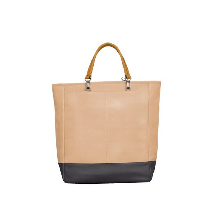 WHISKY handle custom leather tote bag - cream - Handbags & Totes - Genuine Leather Khaki