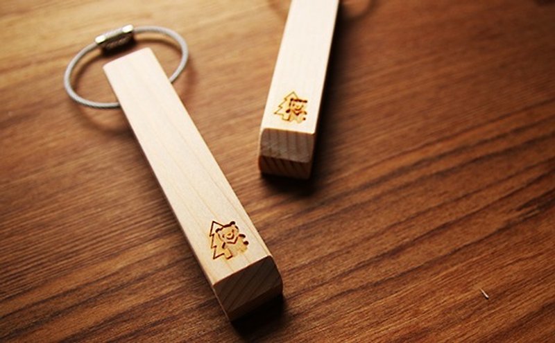 【美國紅檜】台灣黑熊鋼索鑰匙圈 - 鑰匙圈/鎖匙扣 - 木頭 綠色