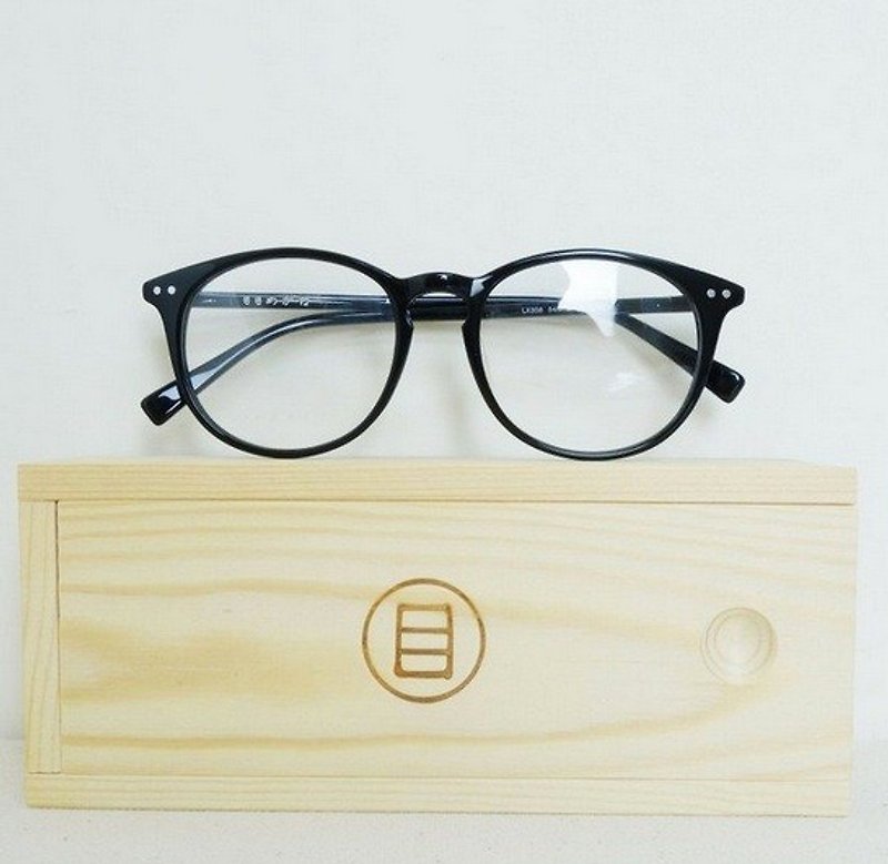 復古圓框 眼鏡 鏡框 LX308 百搭黑 - 眼鏡/眼鏡框 - 塑膠 黑色