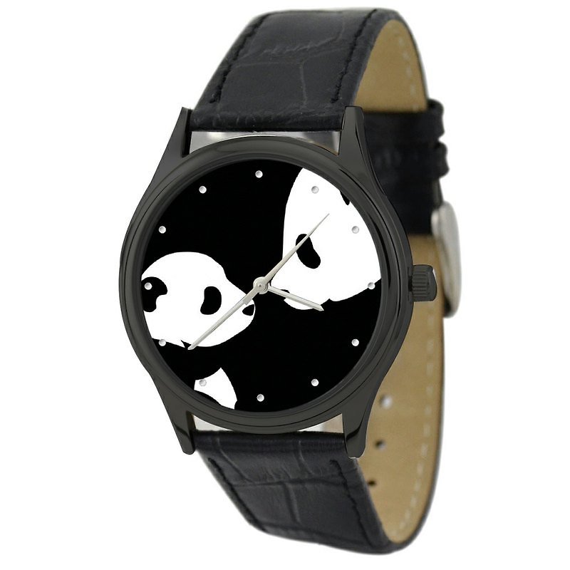 パンダウォッチ（月と息子） - 腕時計 ユニセックス - 金属 ブラック
