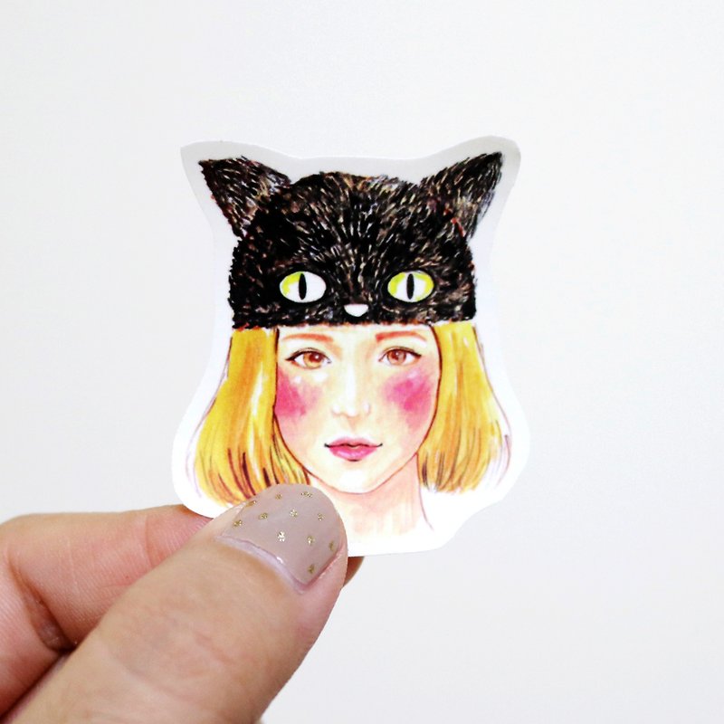 single sticker - cat hat girl - สติกเกอร์ - กระดาษ 