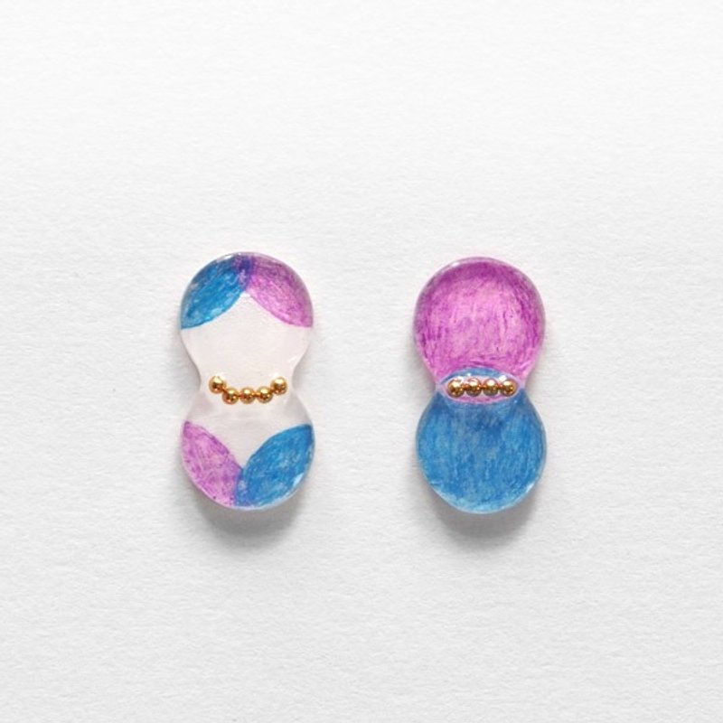 Little Peanuts No. 3 hand-painted hand-made ear acupuncture-non-allergic steel needle / can be changed clip type-rotating and adjustable elastic - Earrings & Clip-ons - Plastic Purple